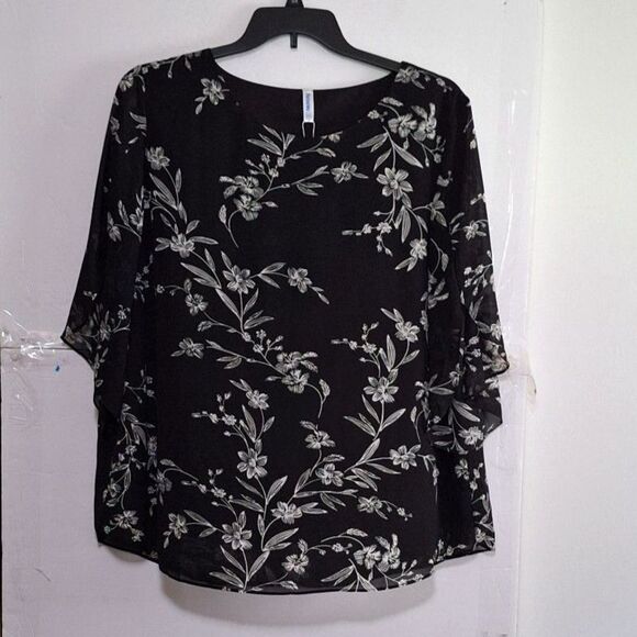 A Neineiwu Women's Blouse Plus Sized Office Siren, Evening, Black & White 2X - Picture 1 of 9